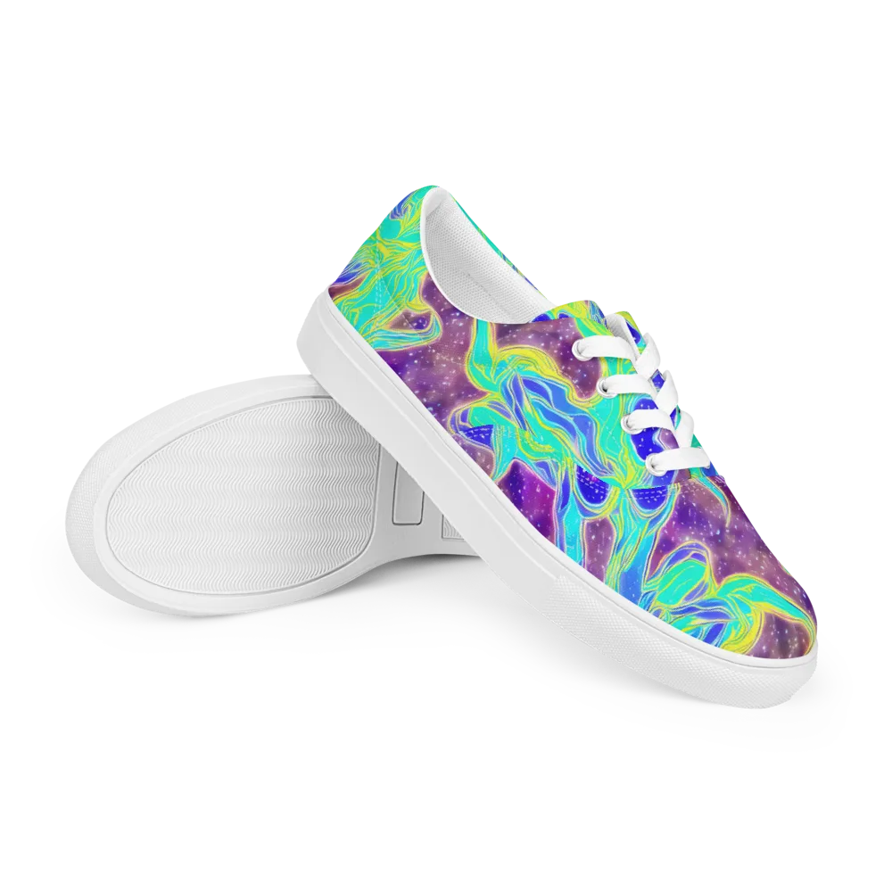Galactic Marble on Men's Lace-Up Canvas Shoes — Right Front