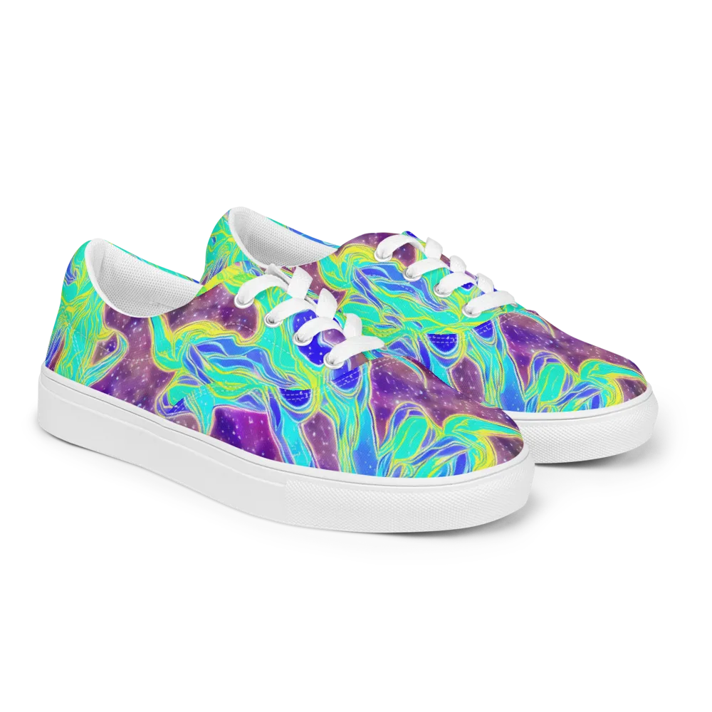 Galactic Marble on Men's Lace-Up Canvas Shoes — Right Front