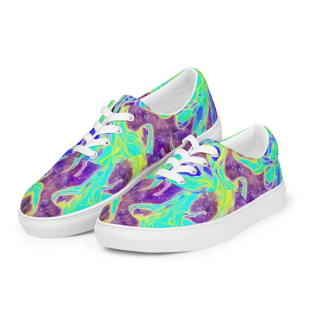 Galactic Marble on Men's Lace-Up Canvas Shoes — Left Front