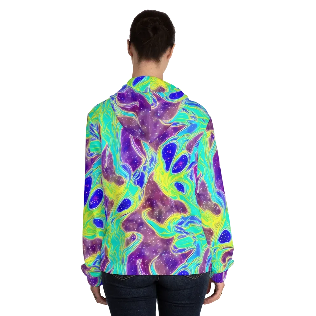 Galactic Marble on Women's Full-Zip Hoodie — Back On Person