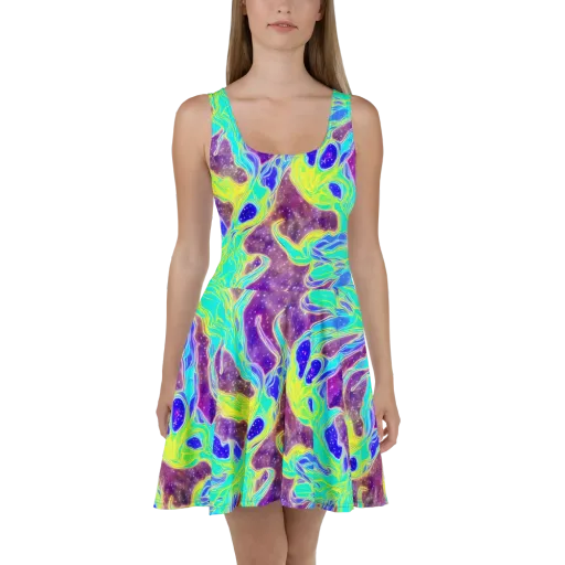 Galactic Marble on a Skater Dress
