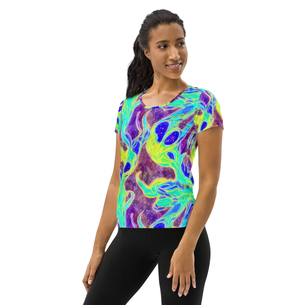 Galactic Marble on Women's Athletic T-Shirt — Left