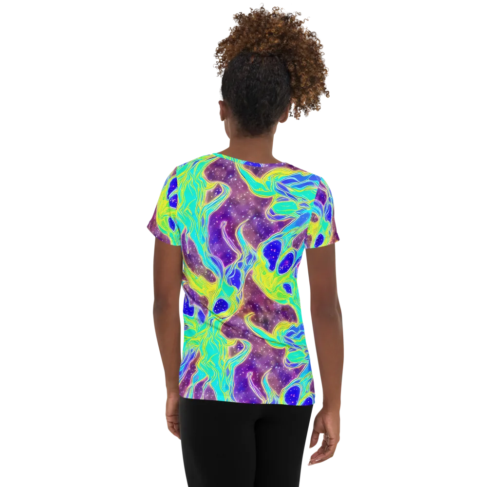 Galactic Marble on Women's Athletic T-Shirt — Back