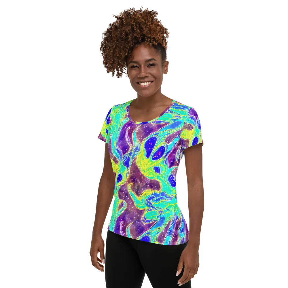 Galactic Marble on Women's Athletic T-Shirt — Left