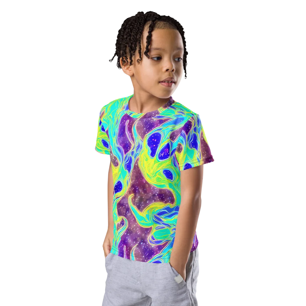 Galactic Marble on Kids Crew Neck T-Shirt — Left Front