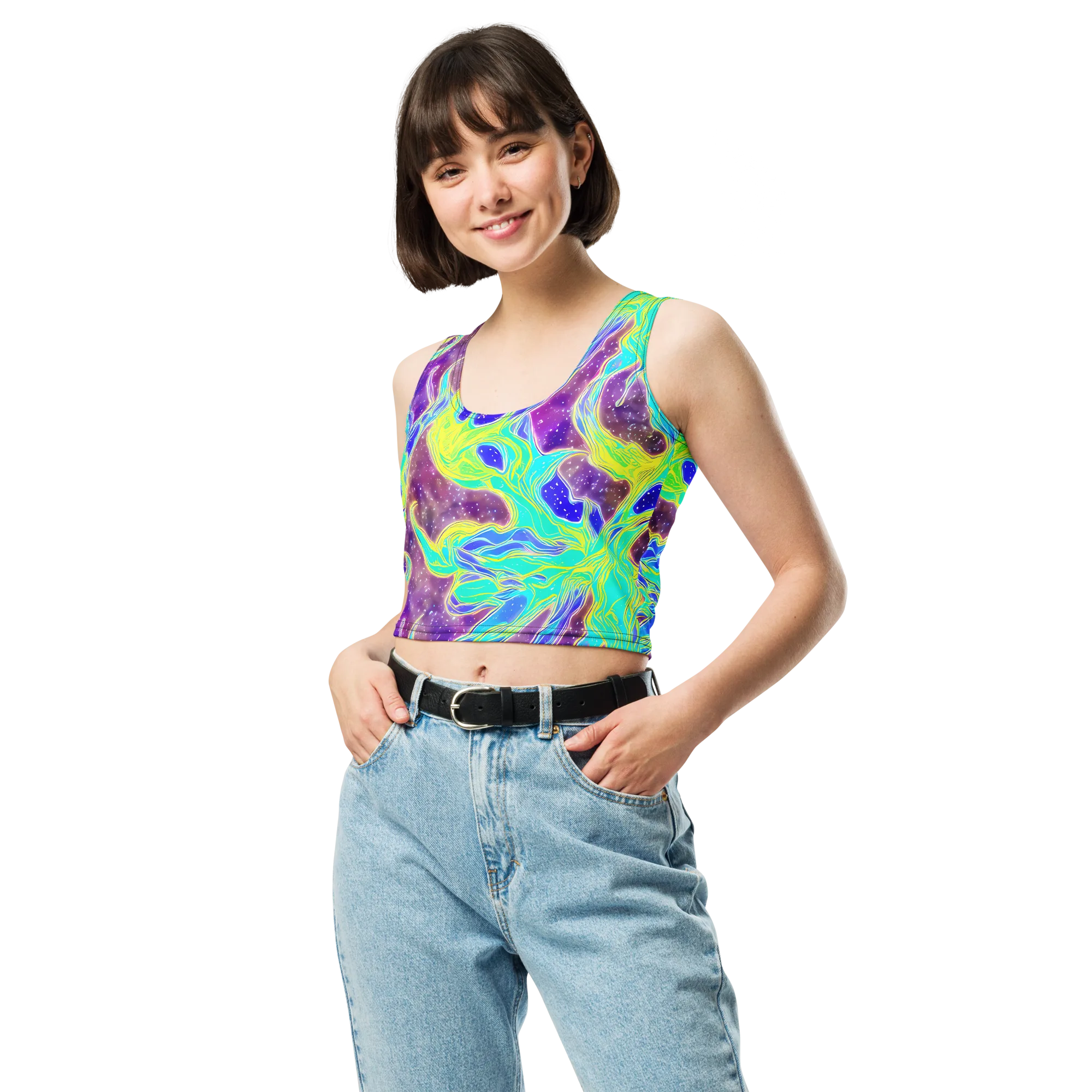 Galactic Marble on Crop Top — Front