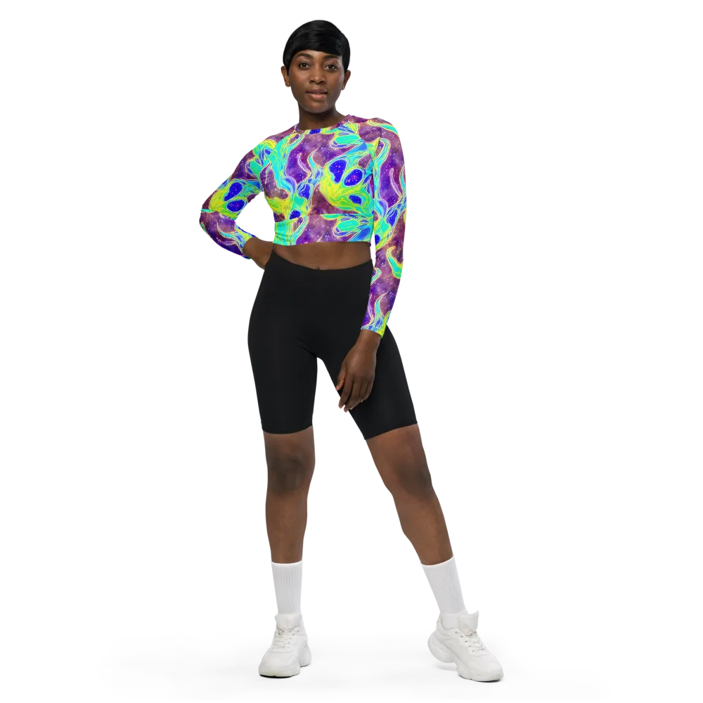 Galactic Marble on Long Sleeve Crop Top — Front