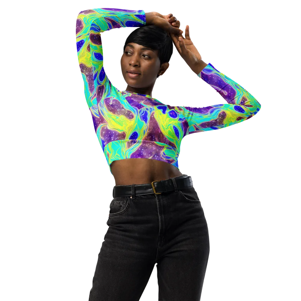 Galactic Marble on Long Sleeve Crop Top — Front