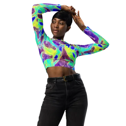 Galactic Marble on a Long Sleeve Crop Top