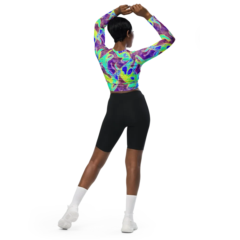 Galactic Marble on Long Sleeve Crop Top — Back