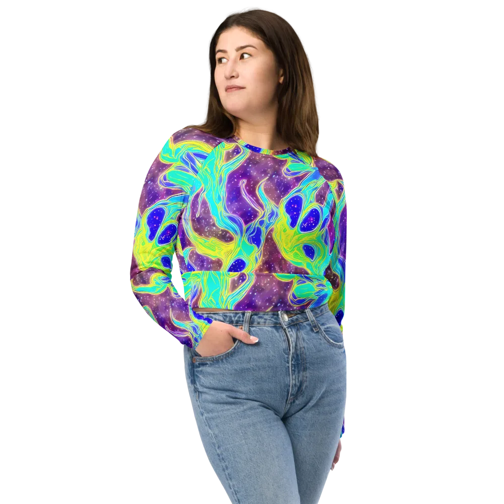 Galactic Marble on Long Sleeve Crop Top — Front