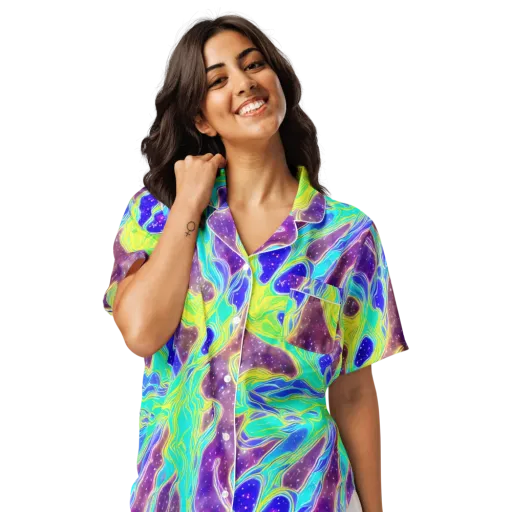 Galactic Marble on a Women's Short Sleeve Pajama Top