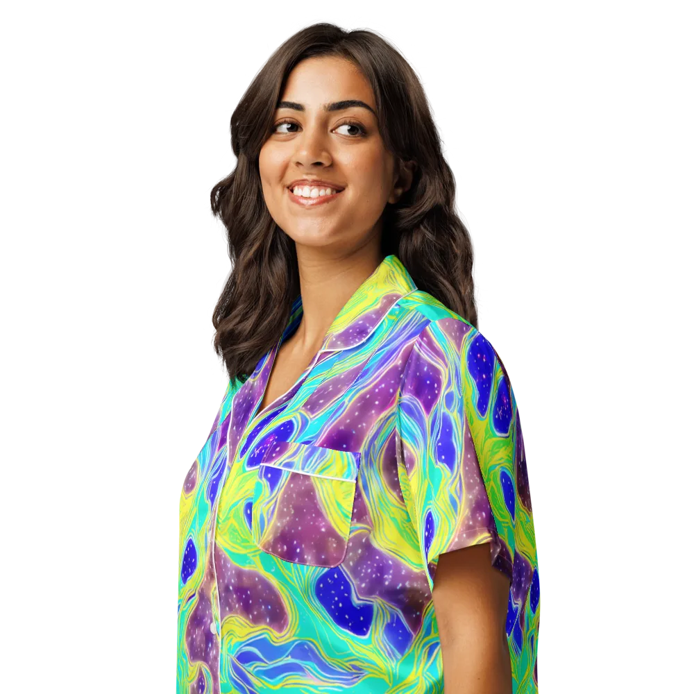 Galactic Marble on Women's Short Sleeve Pajama Top — Left Front