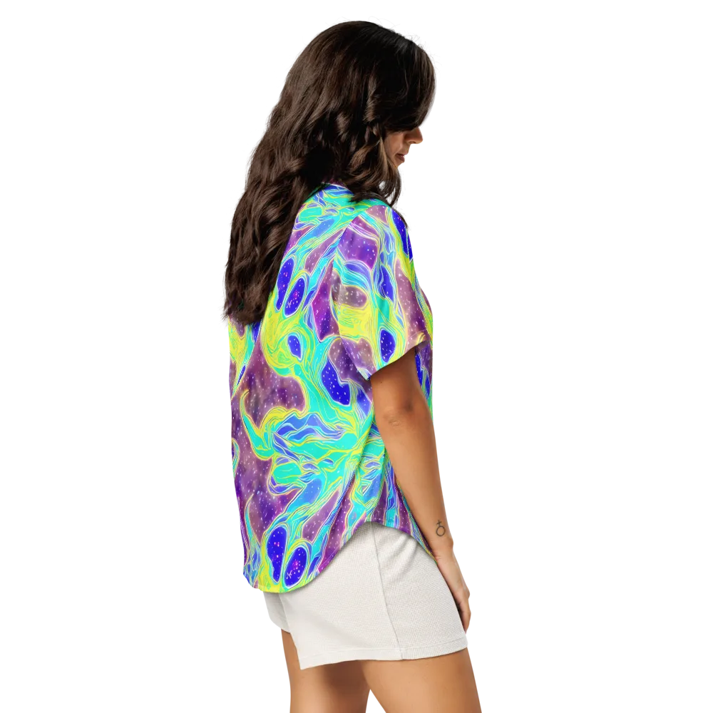 Galactic Marble on Women's Short Sleeve Pajama Top — Right Back