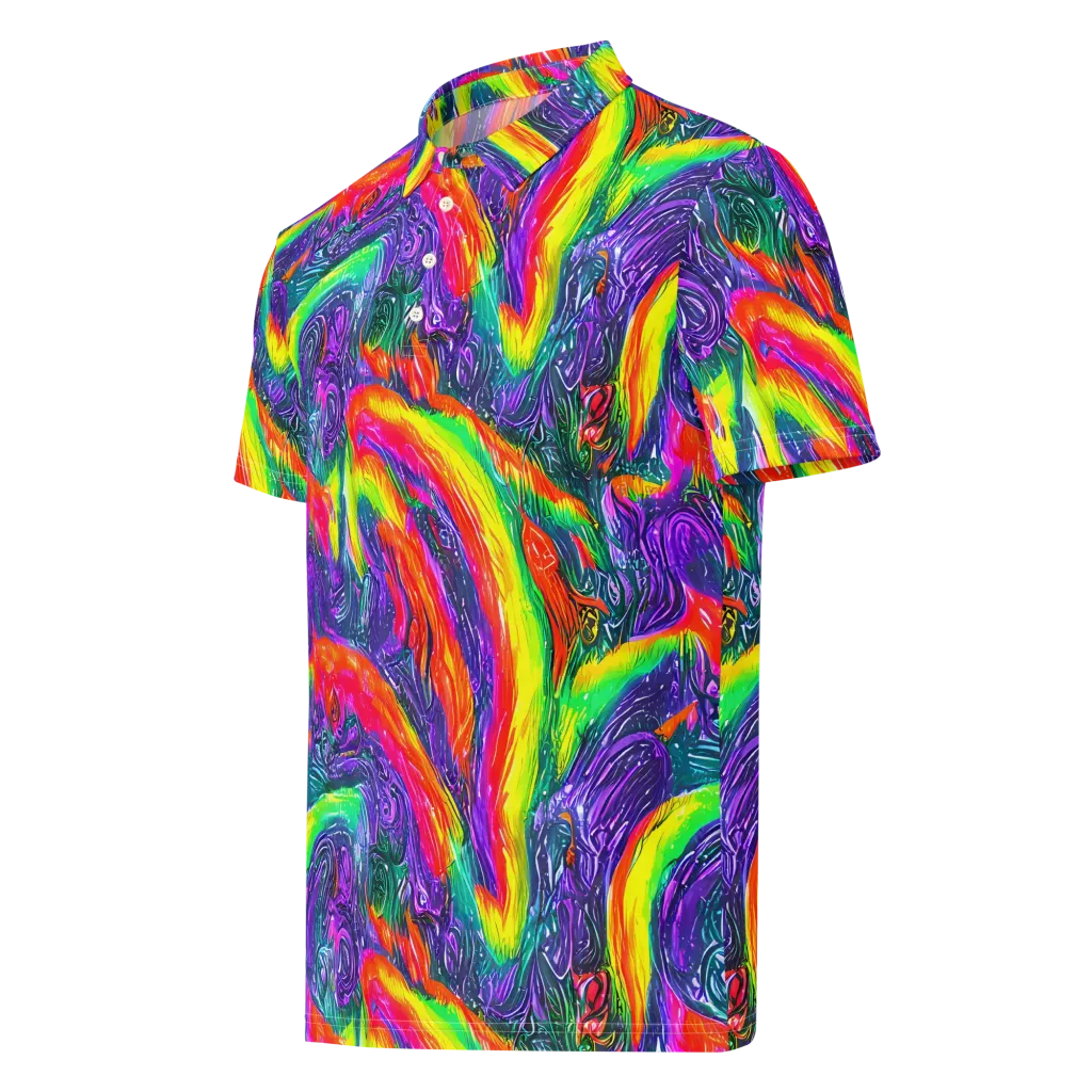 Afterglow Inferno on Men's Slim Fit Polo Shirt — Left Front