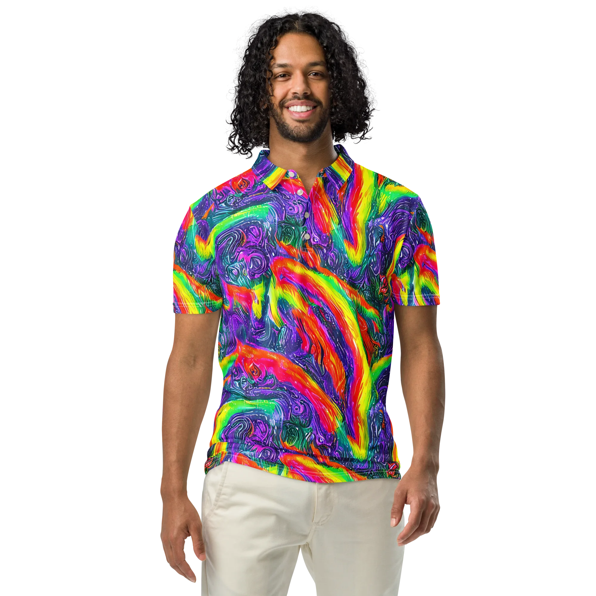 Afterglow Inferno on Men's Slim Fit Polo Shirt — Front