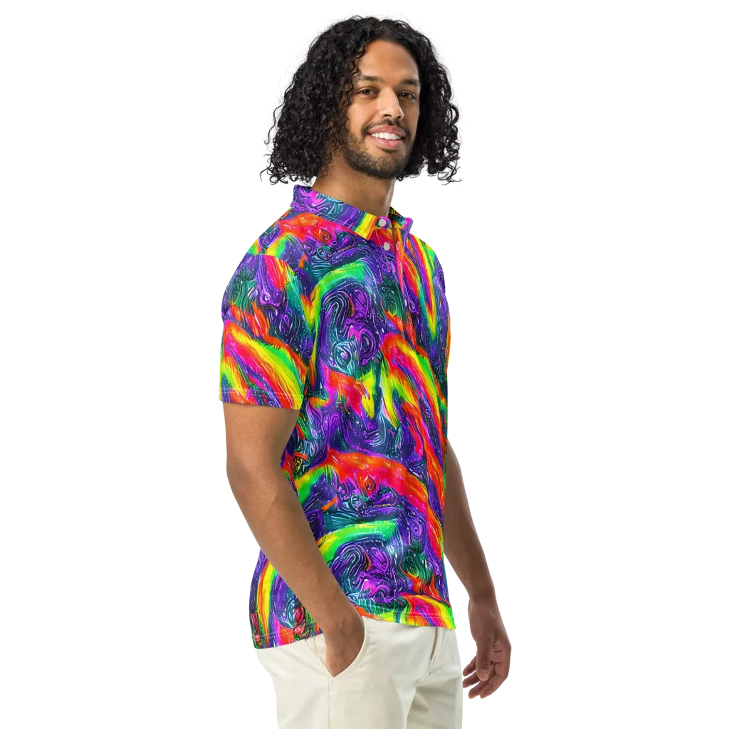 Afterglow Inferno on Men's Slim Fit Polo Shirt — Right Front