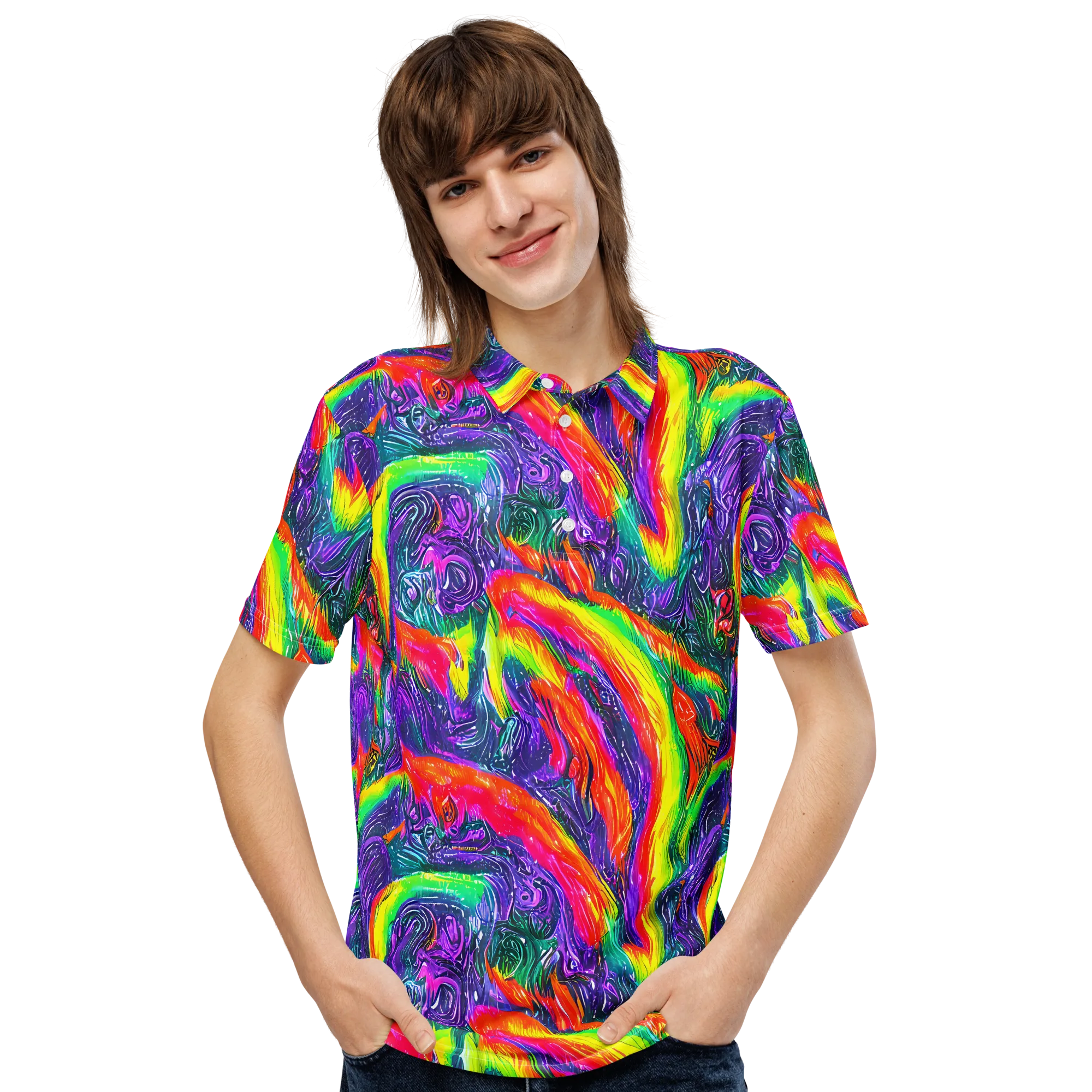 Afterglow Inferno on Men's Slim Fit Polo Shirt — Front