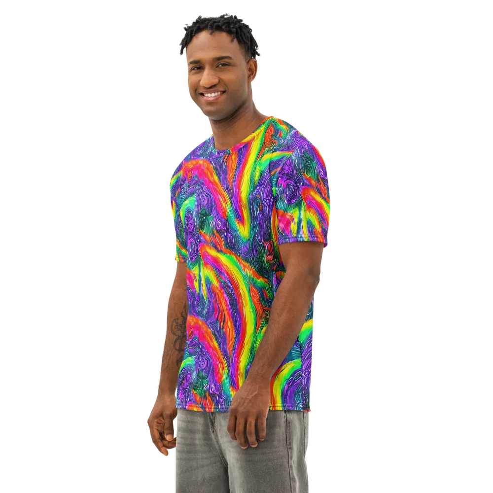 Afterglow Inferno on Men's Cotton Crew Neck T-Shirt — Left Front