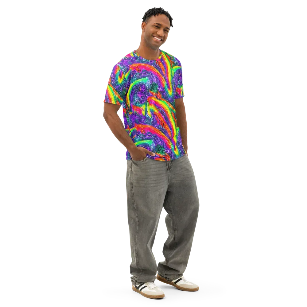 Afterglow Inferno on Men's Cotton Crew Neck T-Shirt — Right Front