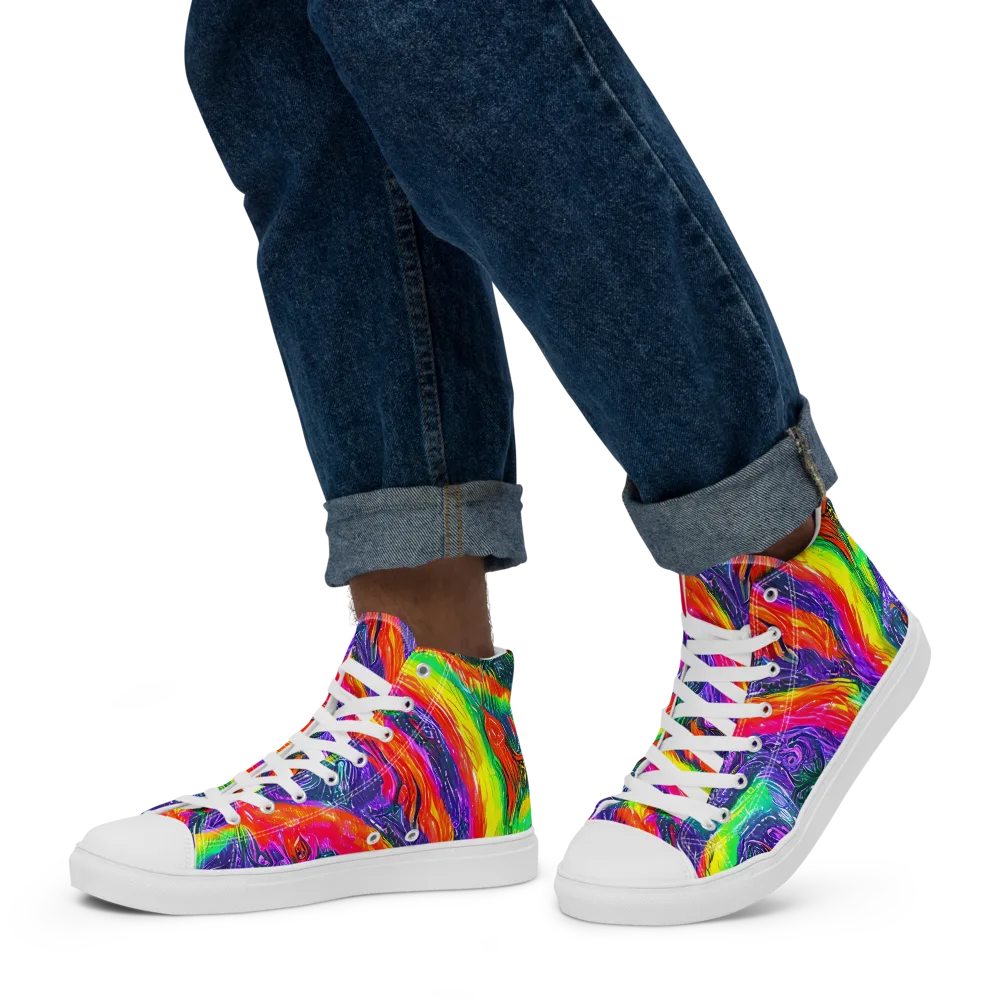 Afterglow Inferno on Men's High Top Canvas Shoes — Left