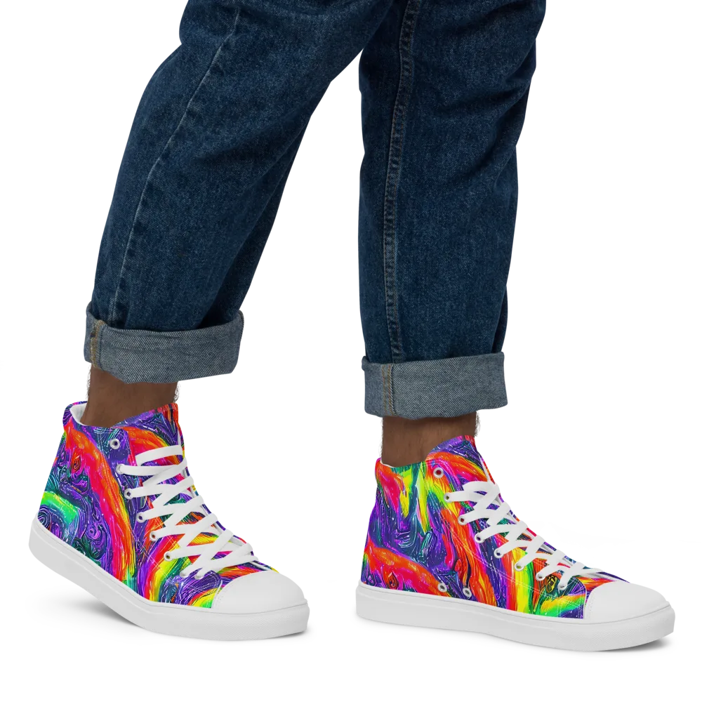 Afterglow Inferno on Men's High Top Canvas Shoes — Right