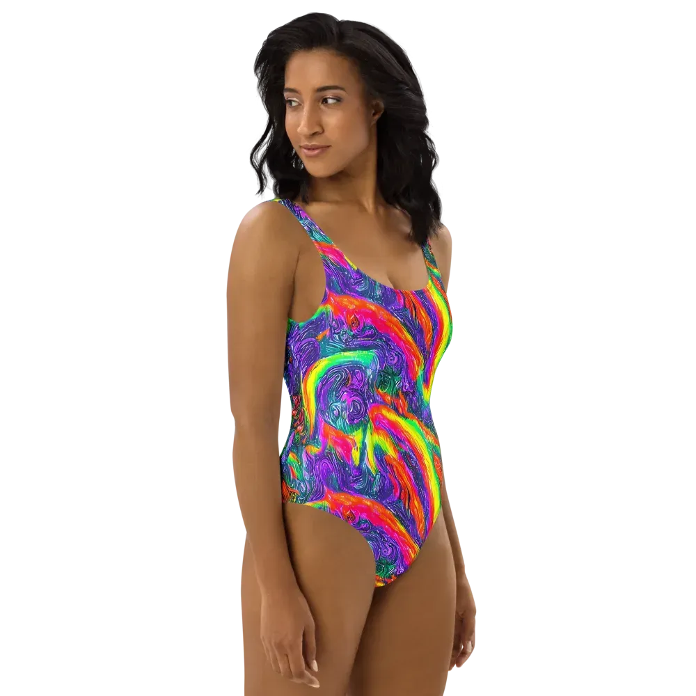 Afterglow Inferno on One-Piece Swimsuit — Right