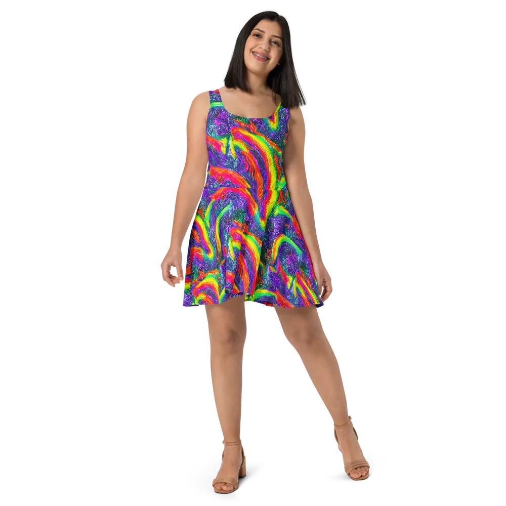 Afterglow Inferno on Skater Dress — Front