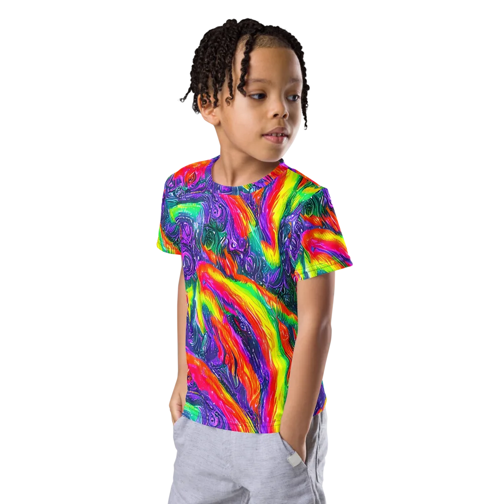 Afterglow Inferno on Kids Crew Neck T-Shirt — Left Front