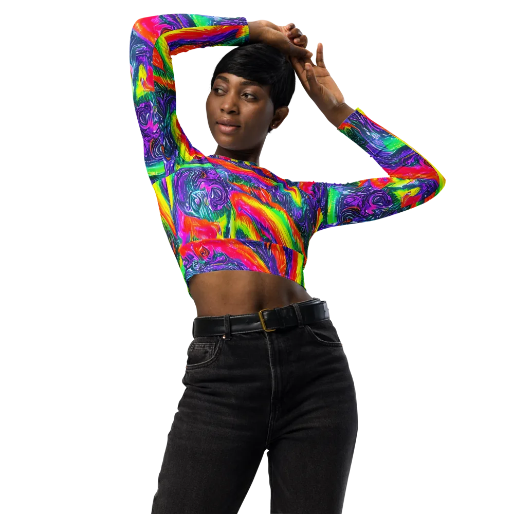 Afterglow Inferno on Long Sleeve Crop Top — Front