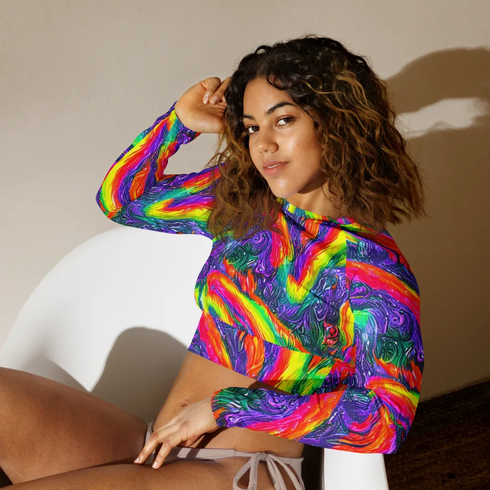 Afterglow Inferno on Long Sleeve Crop Top — Left Front
