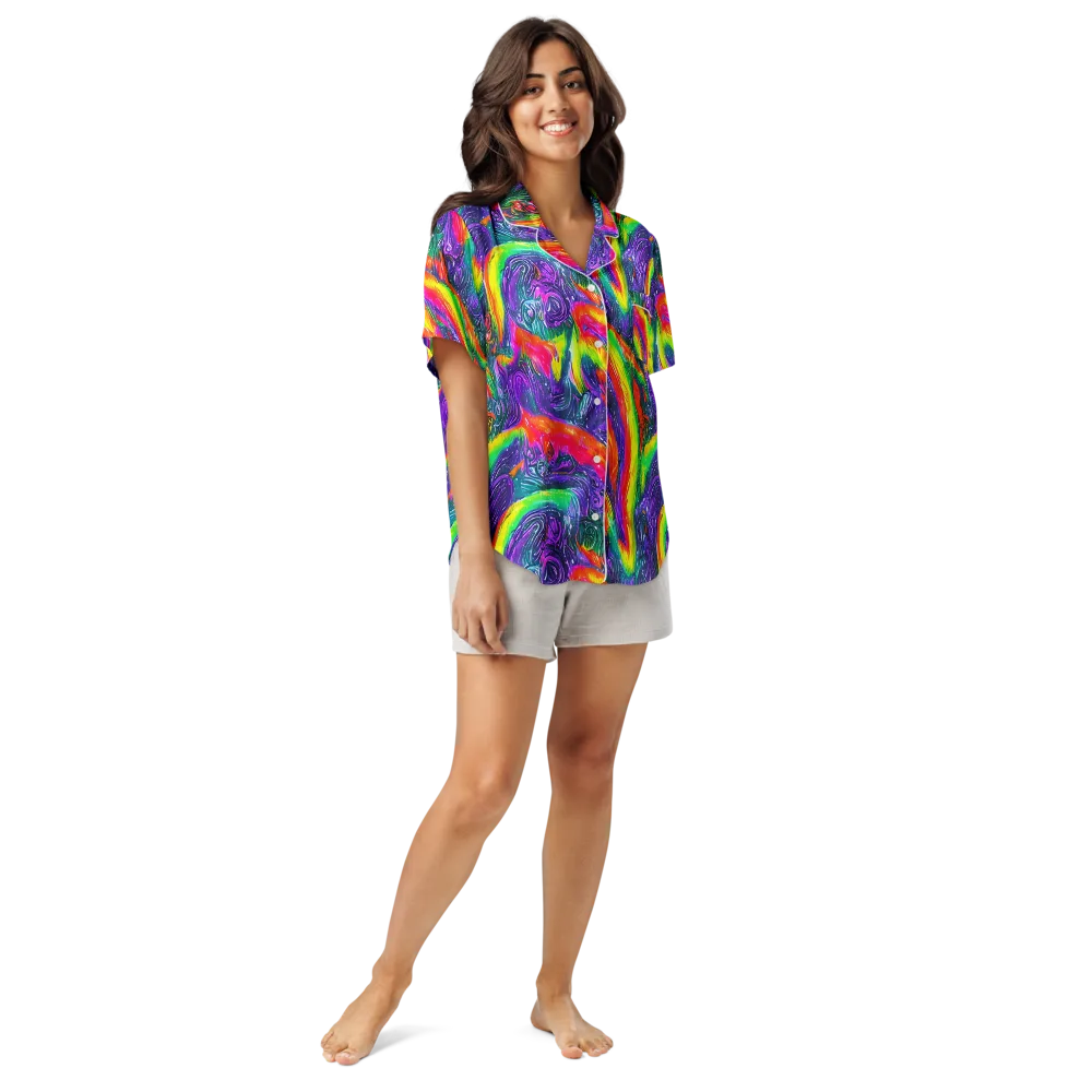 Afterglow Inferno on Women's Short Sleeve Pajama Top — Front