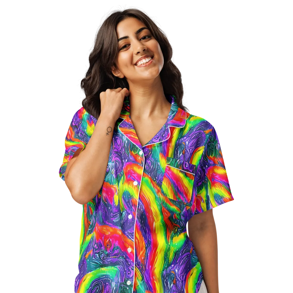 Afterglow Inferno on Women's Short Sleeve Pajama Top — Front