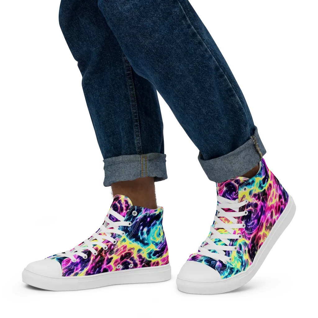 Prism Maelstrom on Men's High Top Canvas Shoes — Left
