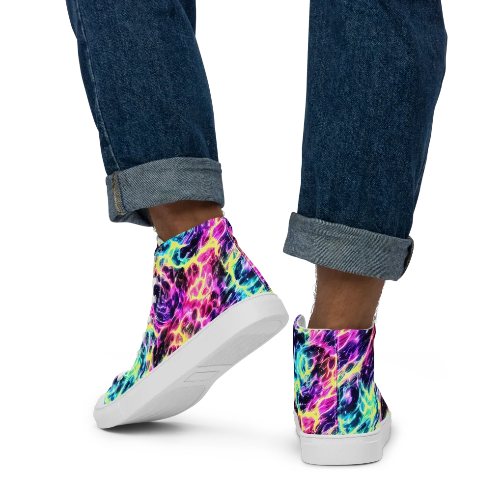 Prism Maelstrom on Men's High Top Canvas Shoes — Back