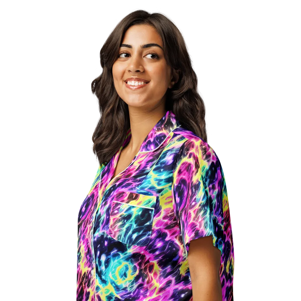 Prism Maelstrom on Women's Short Sleeve Pajama Top — Left Front