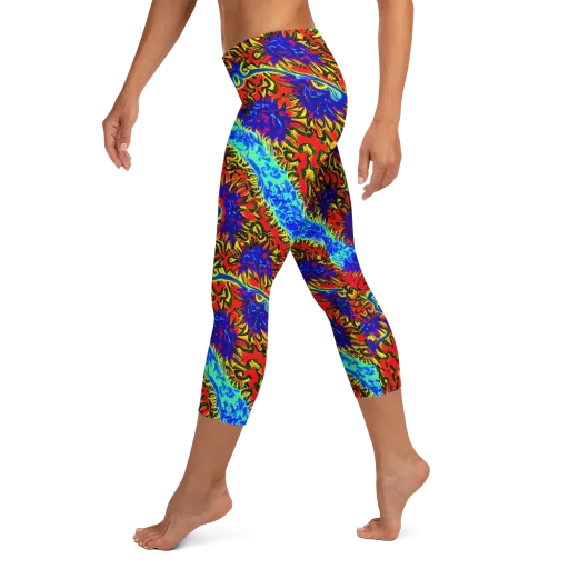 Electric Petalstorm on a Capri Leggings