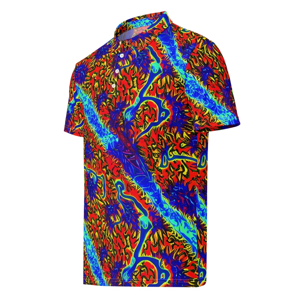 Electric Petalstorm on Men's Slim Fit Polo Shirt — Left Front