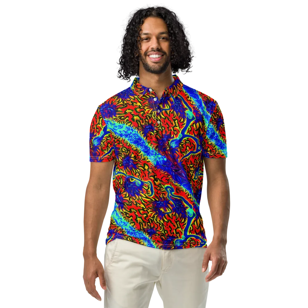 Electric Petalstorm on Men's Slim Fit Polo Shirt — Front