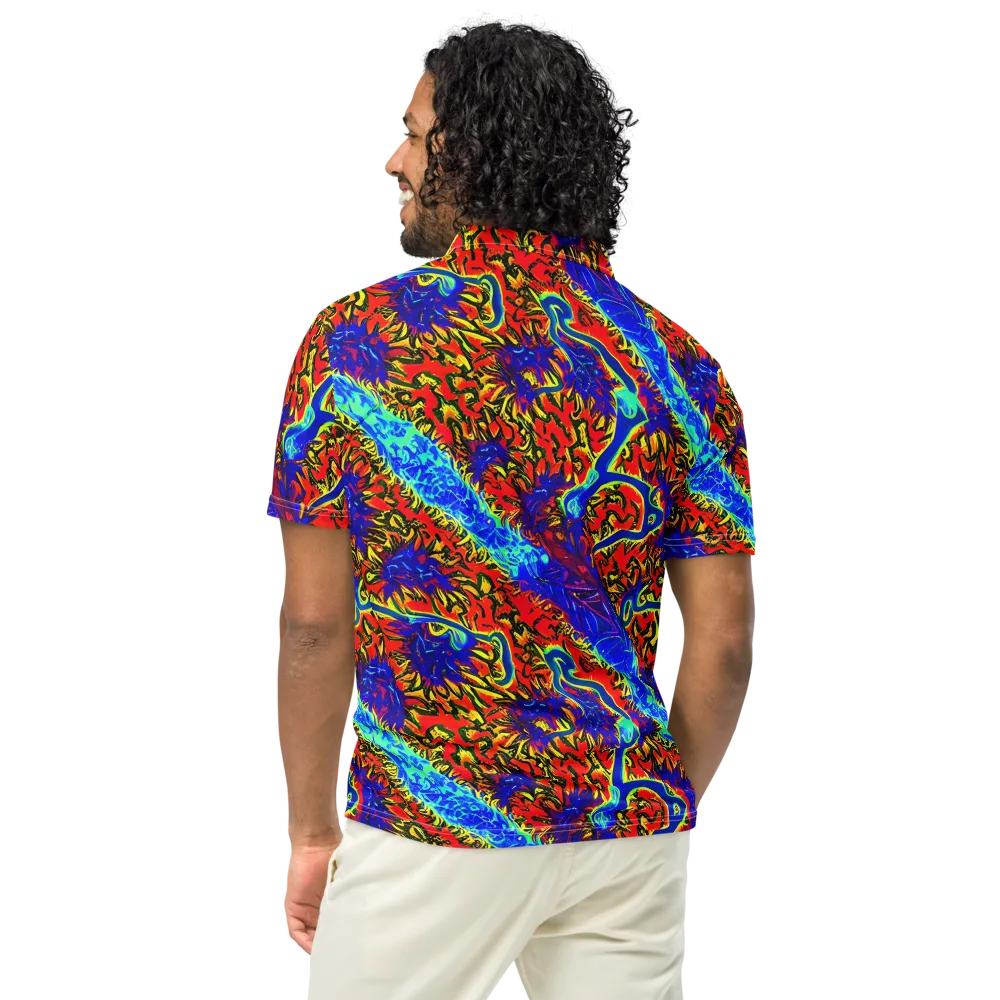 Electric Petalstorm on Men's Slim Fit Polo Shirt — Back