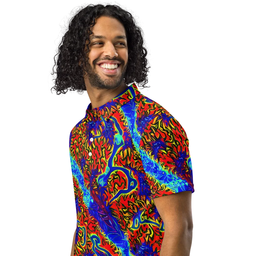 Electric Petalstorm on Men's Slim Fit Polo Shirt — Left Front