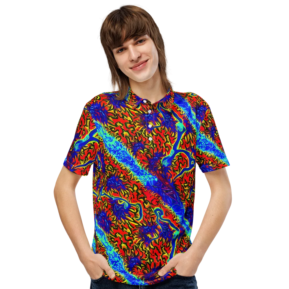 Electric Petalstorm on Men's Slim Fit Polo Shirt — Front