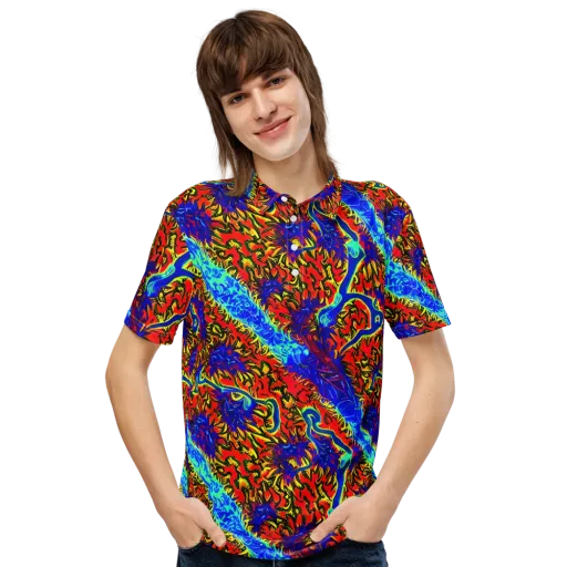 Electric Petalstorm on a Men's Slim Fit Polo Shirt