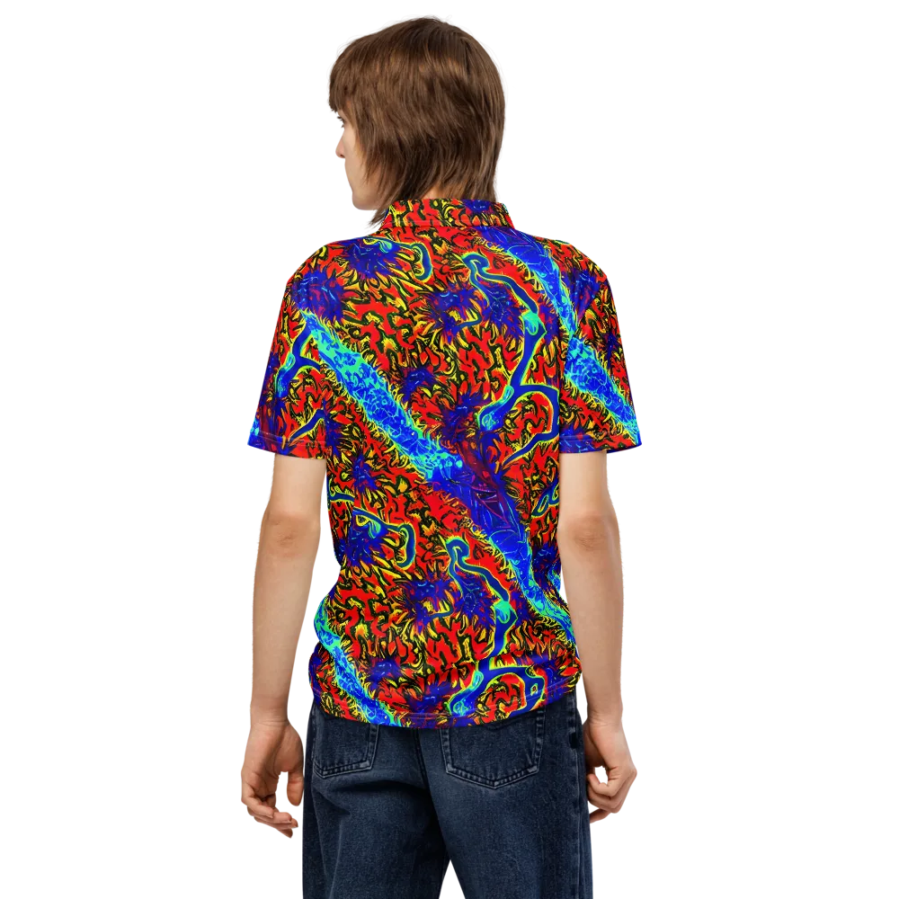 Electric Petalstorm on Men's Slim Fit Polo Shirt — Back