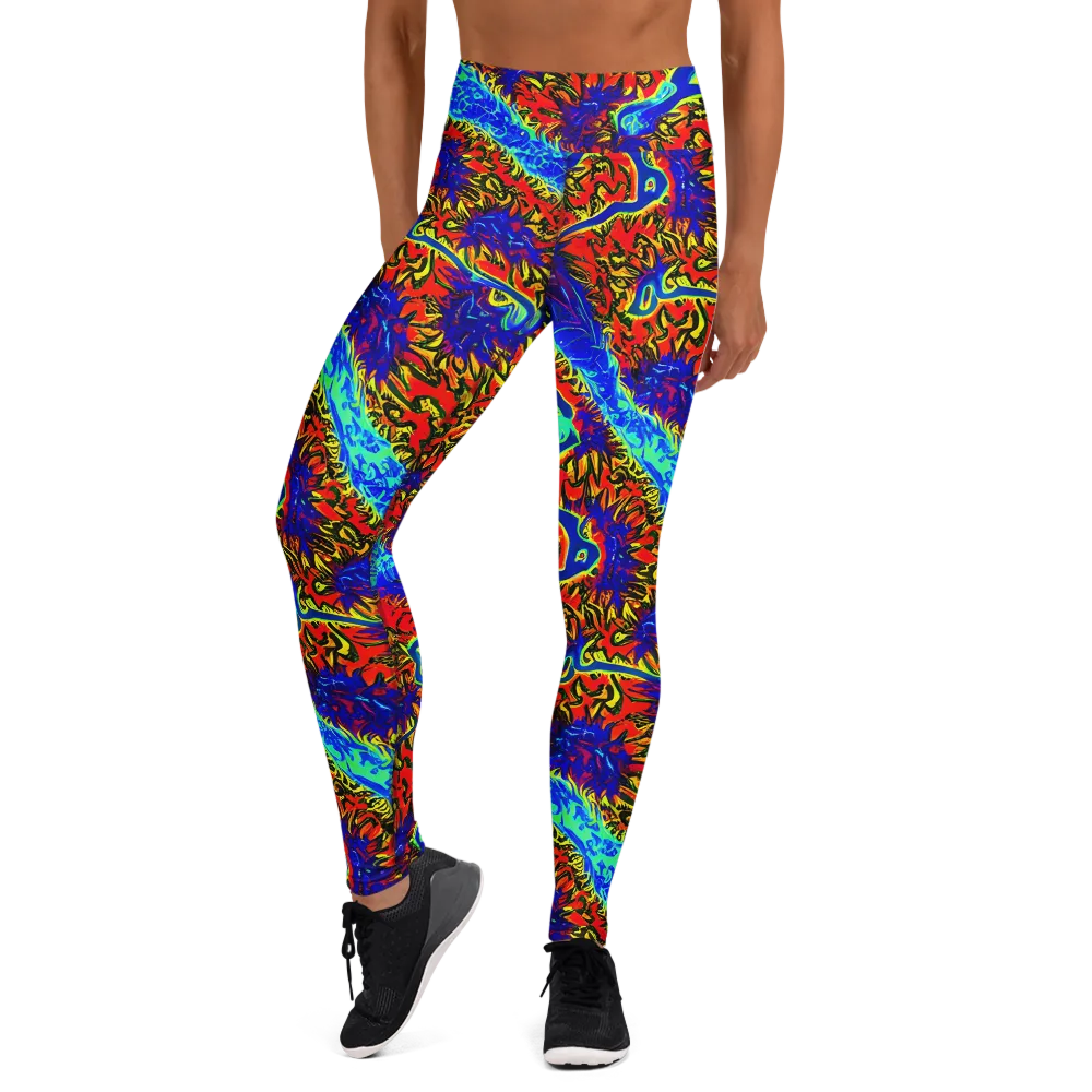 Electric Petalstorm on Yoga Leggings — Front