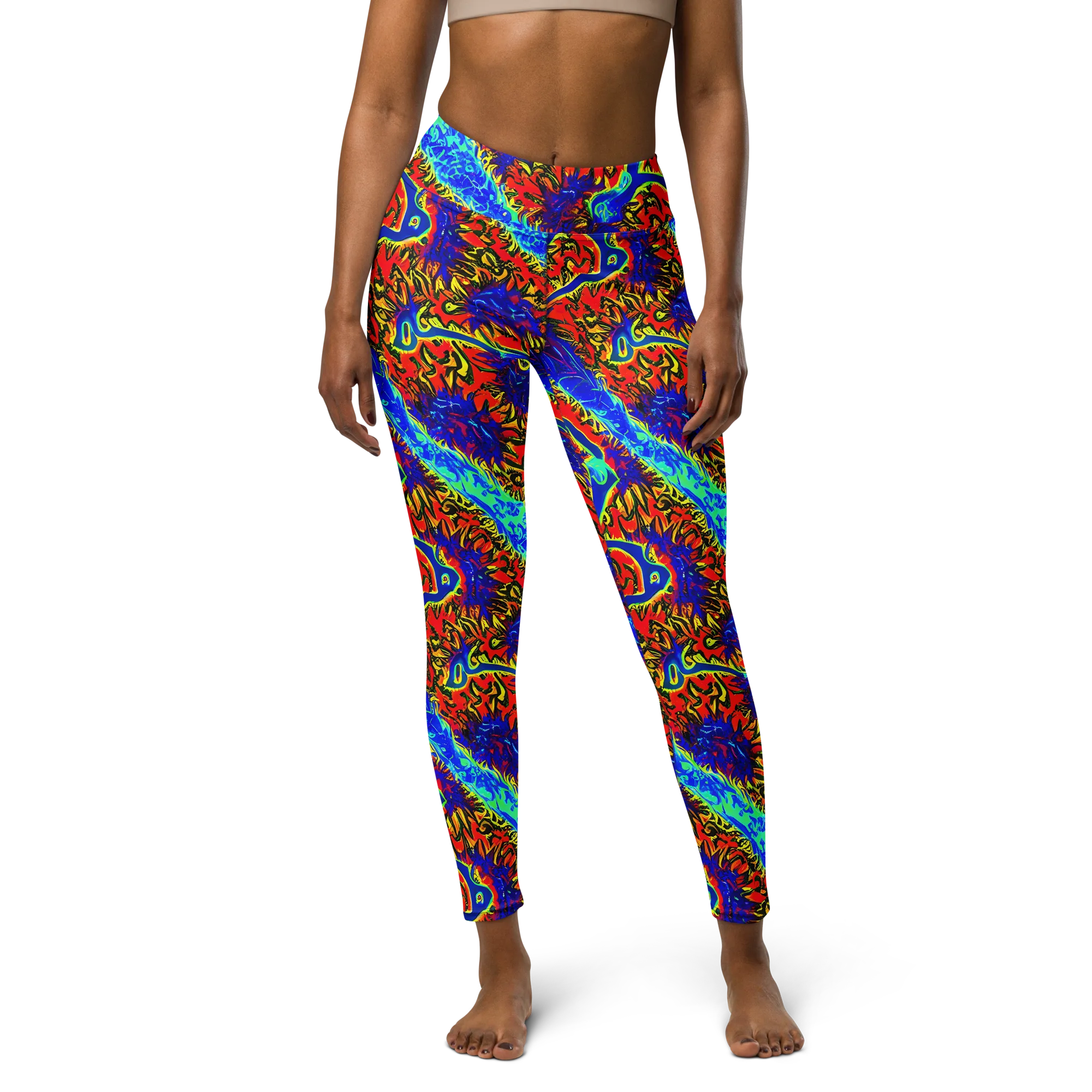 Electric Petalstorm on Yoga Leggings — Front