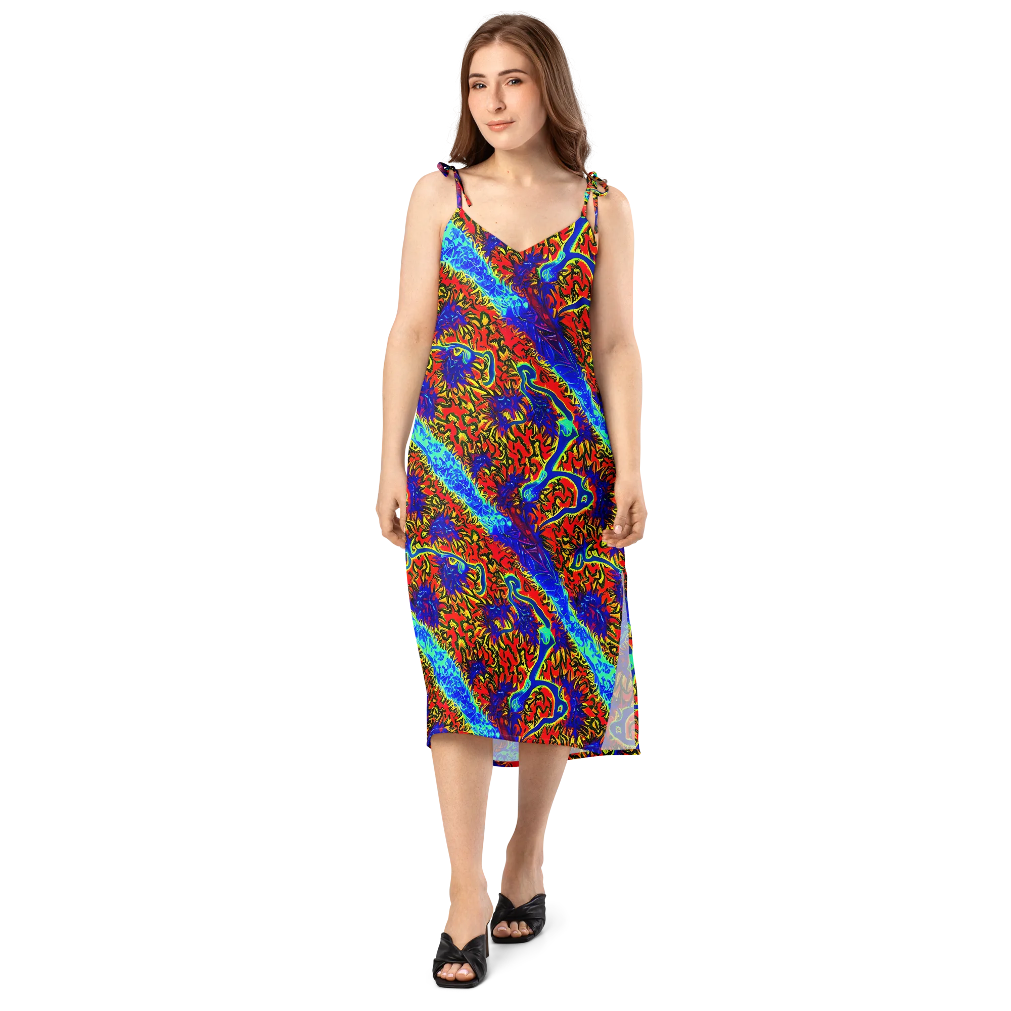Electric Petalstorm on Slip Dress — Front