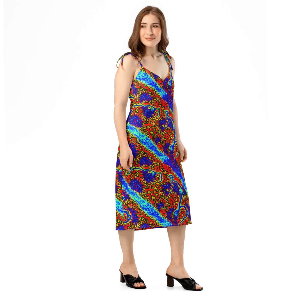 Electric Petalstorm on Slip Dress — Right Front