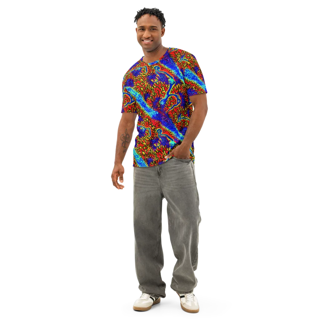 Electric Petalstorm on Men's Cotton Crew Neck T-Shirt — Front