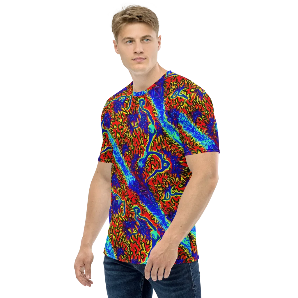 Electric Petalstorm on Men's Crew Neck T-Shirt — Left